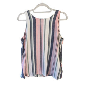 Reitmans Multicolor Striped Linen Blend Lightweight Tank Top Size S Workwear